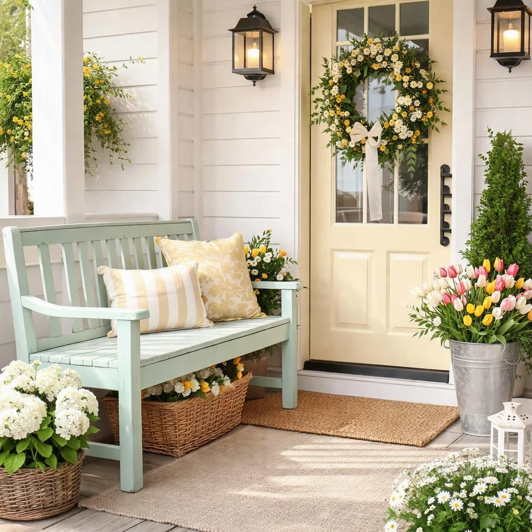 Chalk Paint Furniture - spring front porch decor