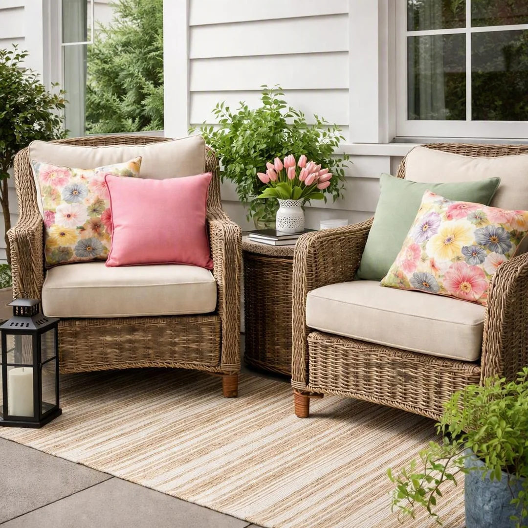 Decorative Pillows - spring front porch decor