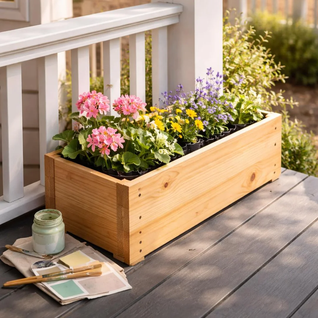 DIY Planter Box - spring front porch decor