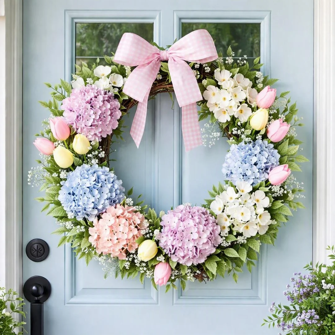 DIY Spring Wreath - spring front porch decor