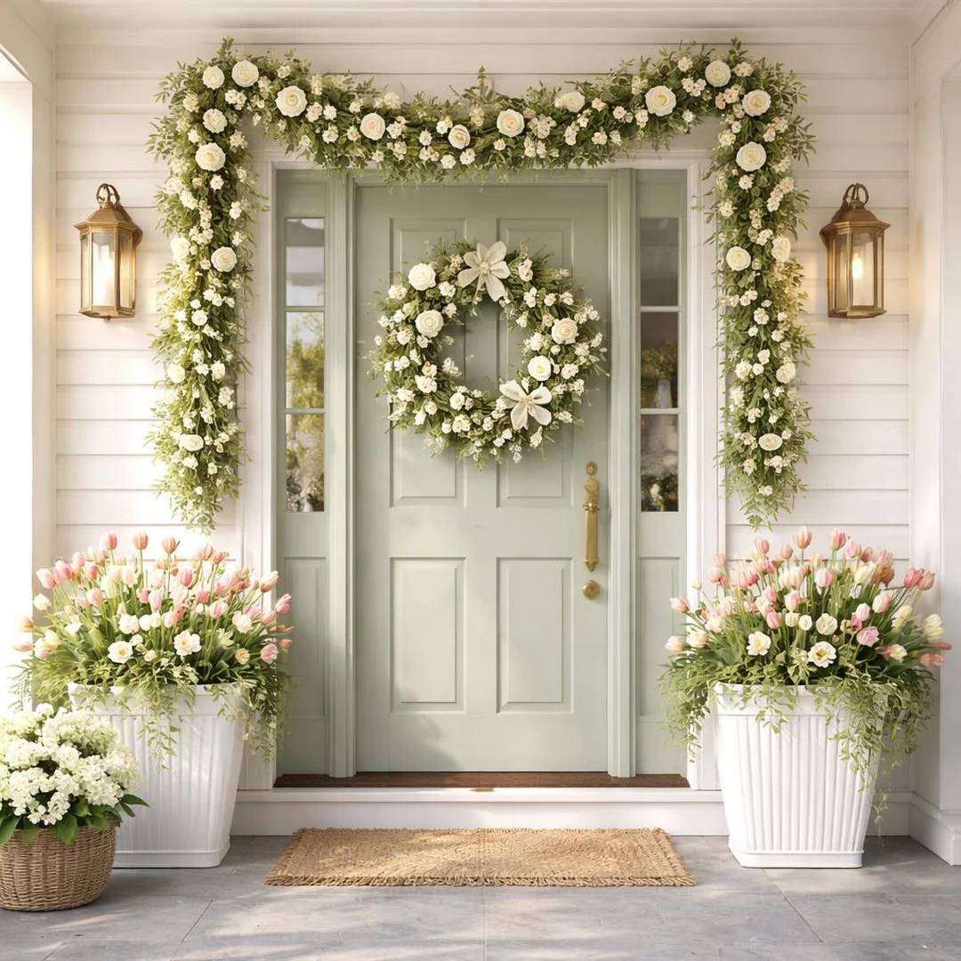 Door Garland - spring front porch decor