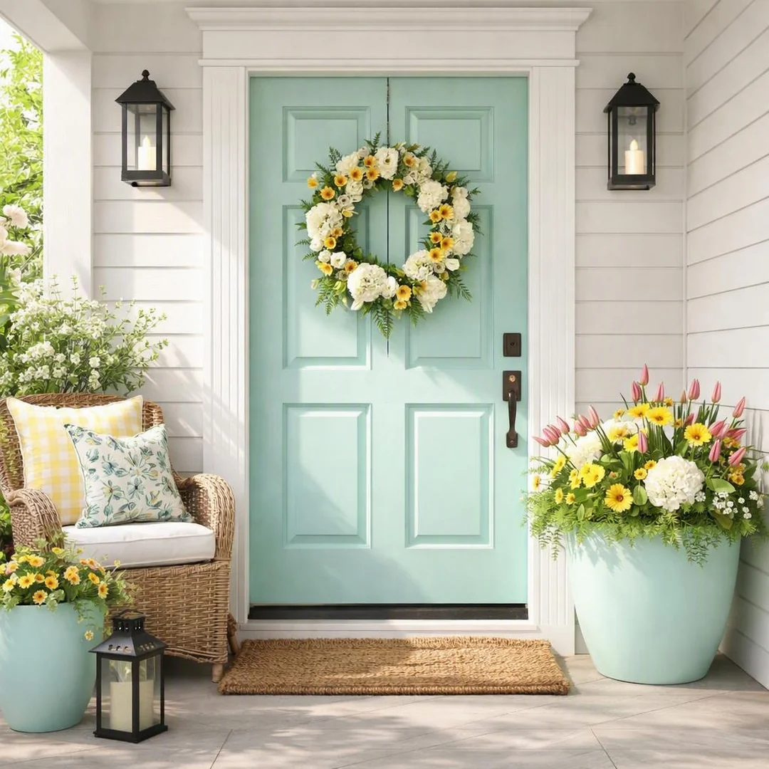 Front Door Paint Pop - spring front porch decor