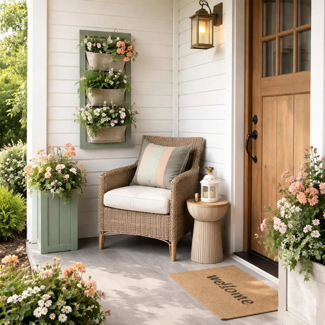 Small Porch Layout - spring front porch decor