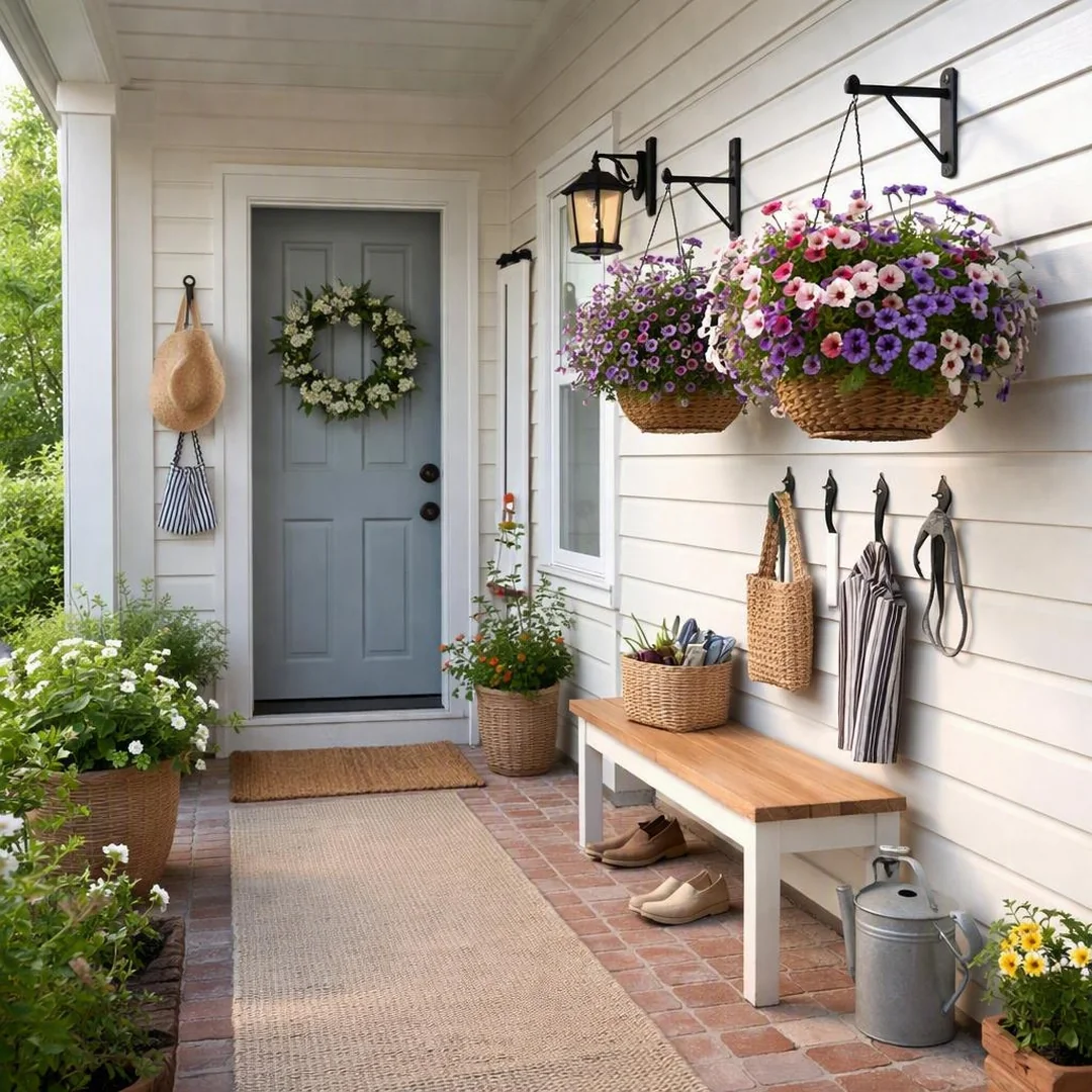Small Porch Layouts - spring front porch decor