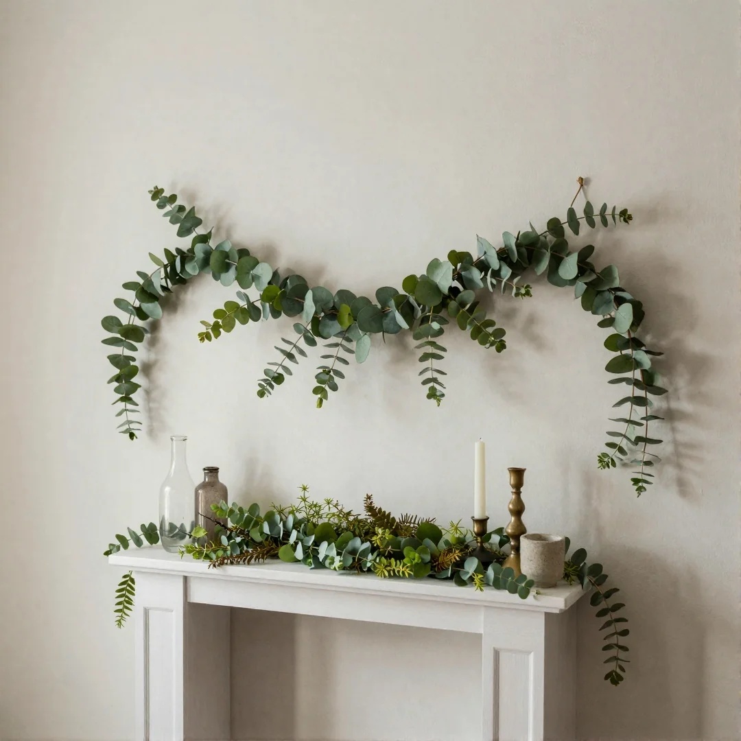 Eucalyptus Garland Length - spring mantel decor ideas
