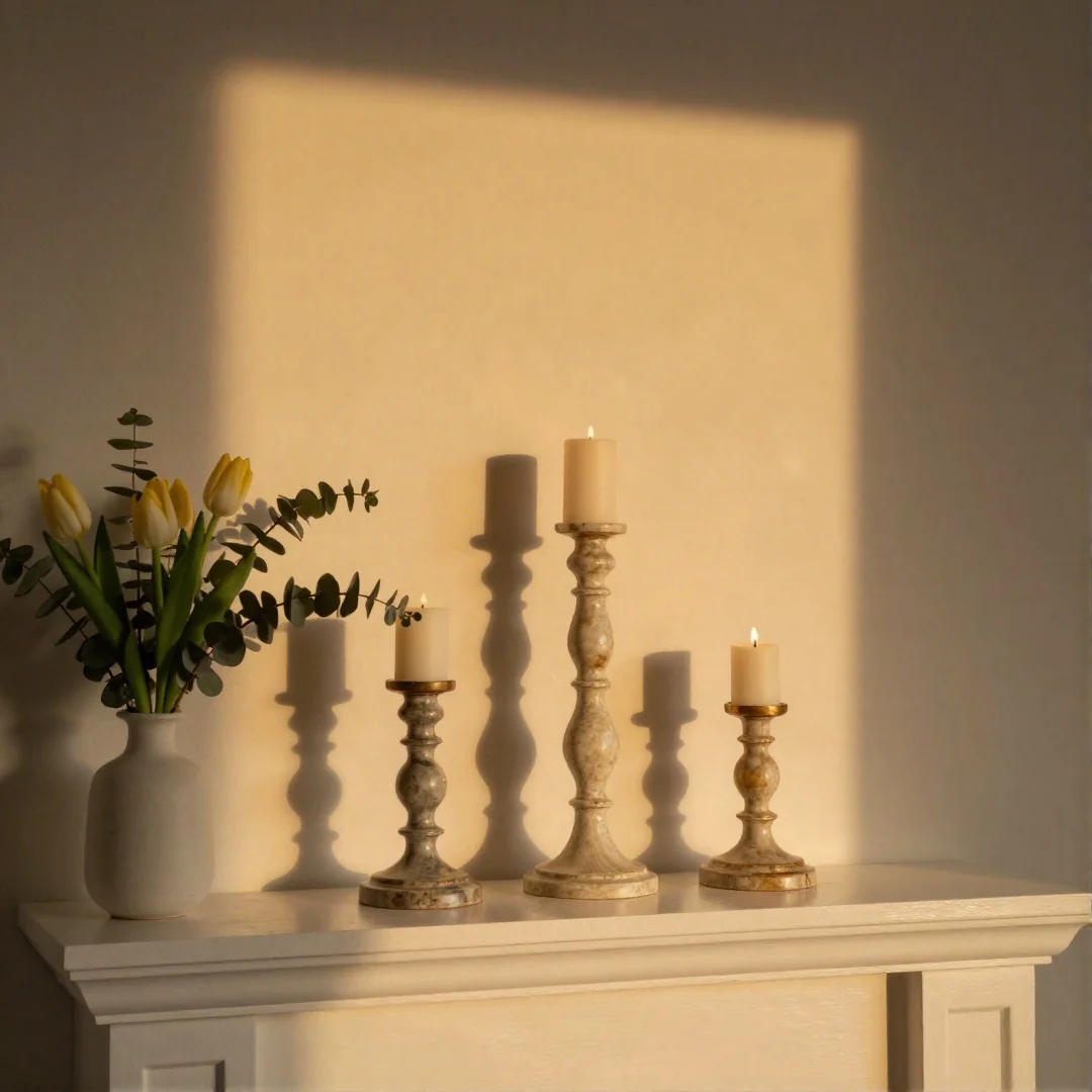 Layered Candlesticks - spring mantel decor ideas