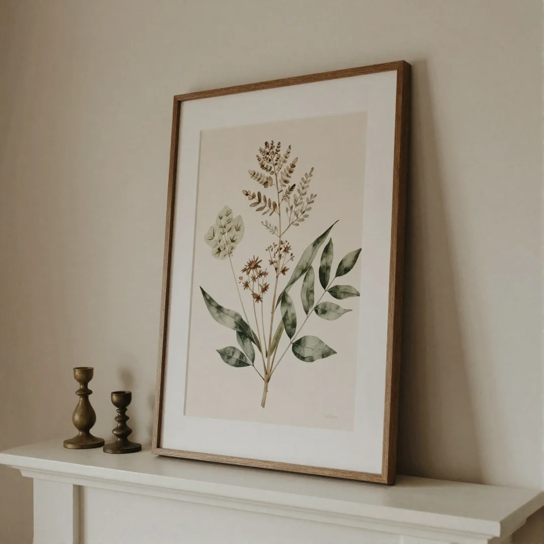 Neutral Art Print - spring mantel decor ideas