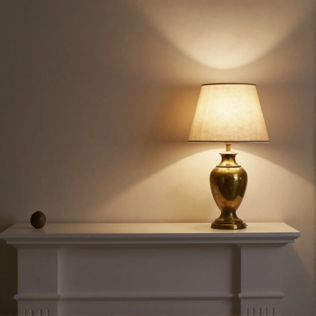 Vintage Lamp Accent - spring mantel decor ideas