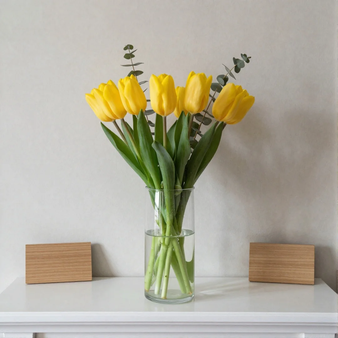 Yellow Tulip Bouquet - spring mantel decor ideas