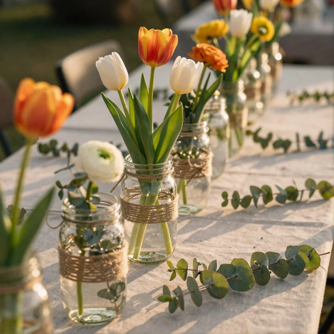 DIY Mason Jar Centerpiece - spring tablescapes