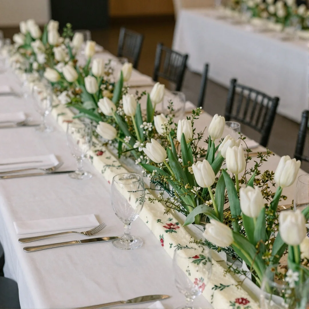Floral Runner Tablescape - spring tablescapes