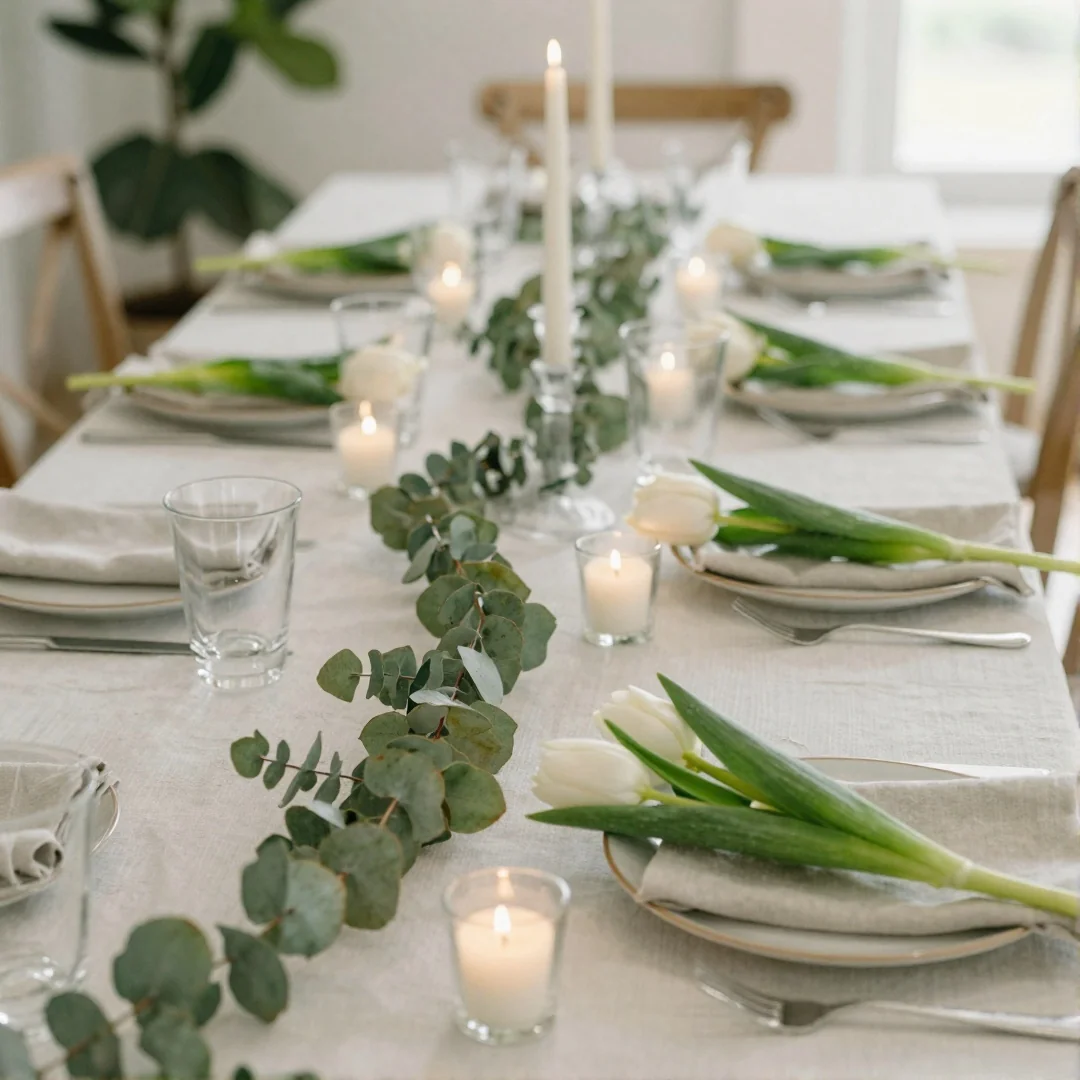 Garland Runner Centerpiece - spring tablescapes