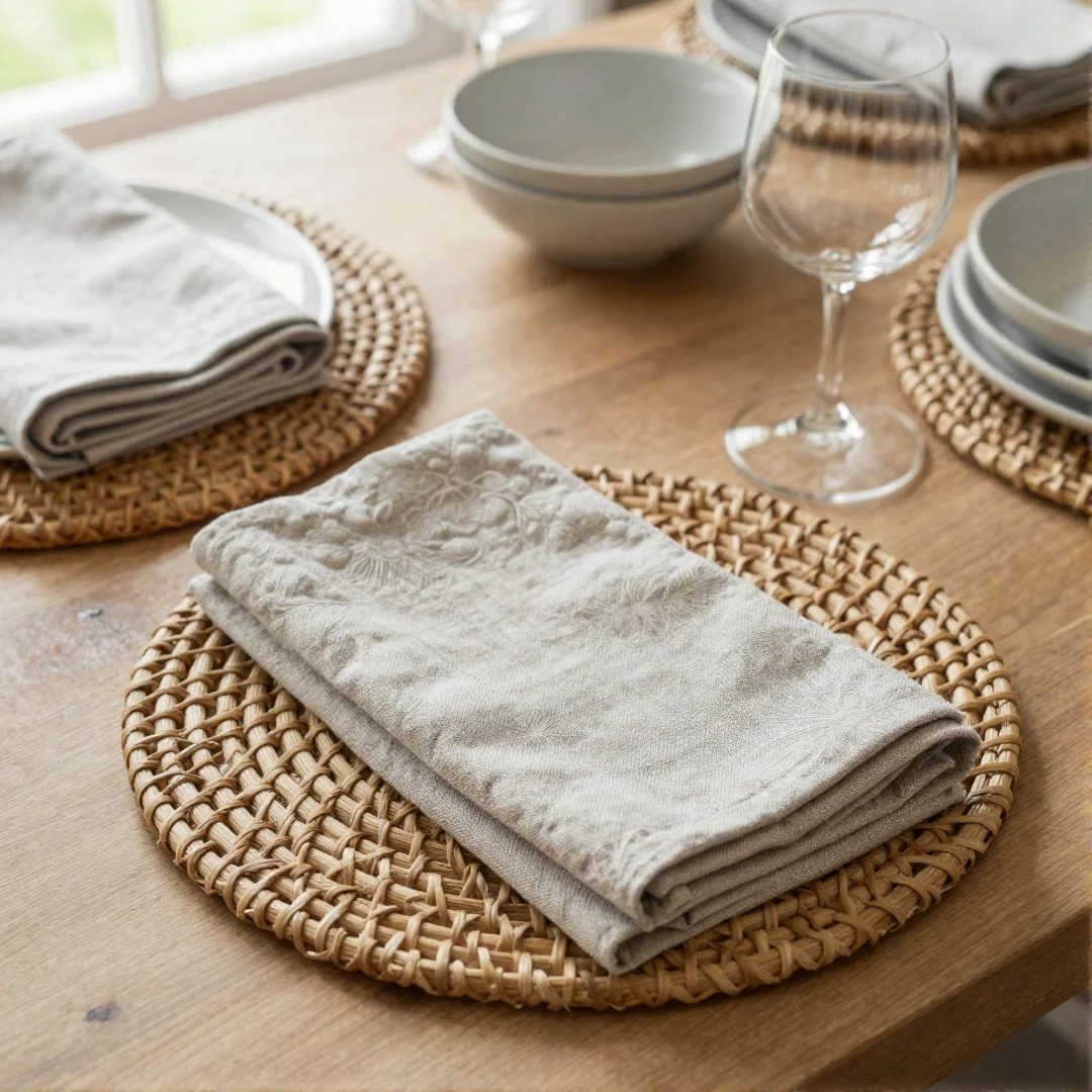 Neutral Linen Tablescape - spring tablescapes