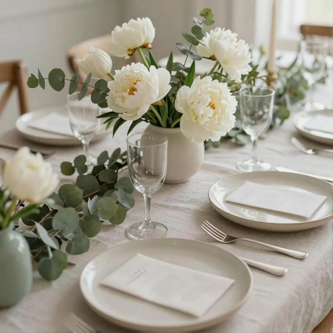 Neutral Spring Tablescape - spring tablescapes