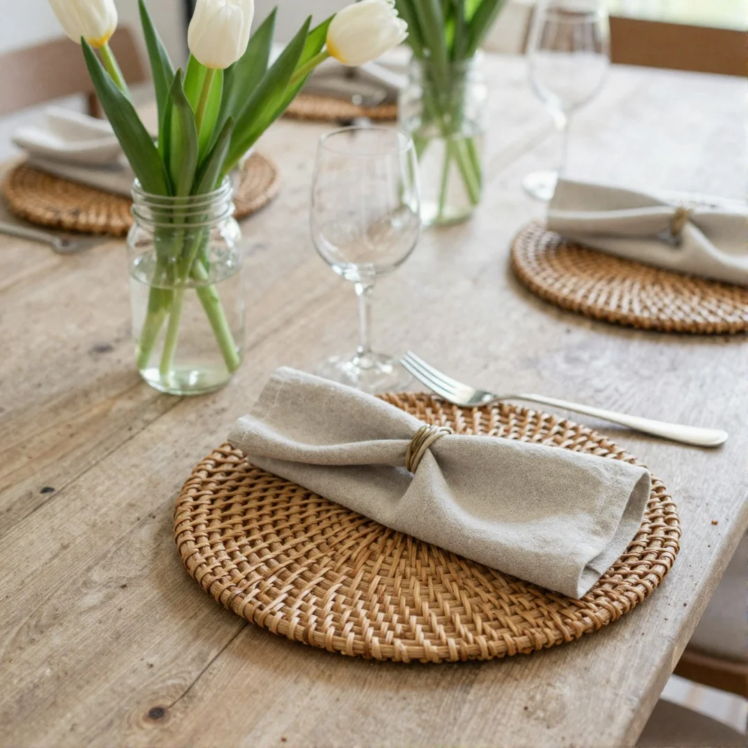 Textured Natural Tablescape - spring tablescapes