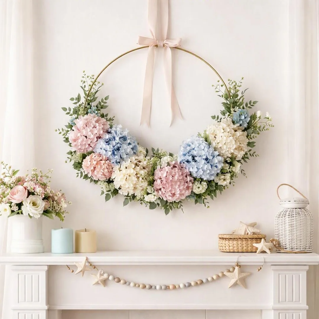 Floral Hoop Wreath - summer decorations for home