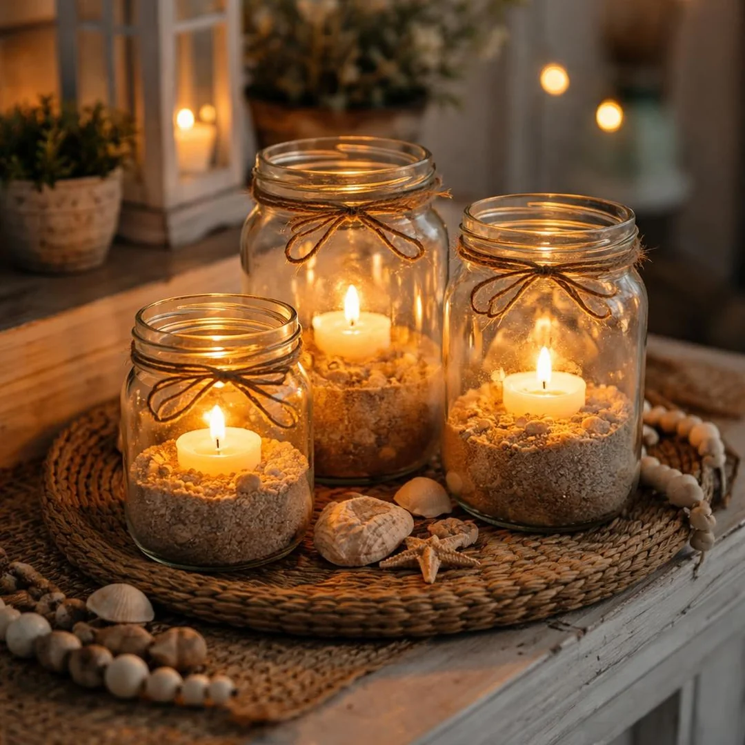 Mason Jar Candles - summer decorations for home