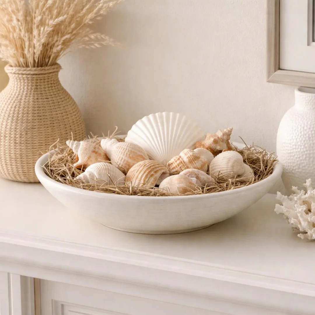 Neutral Shell Display - summer decorations for home