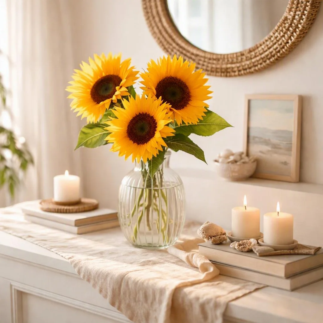 Sunflower Vase Mantel - summer decorations for home
