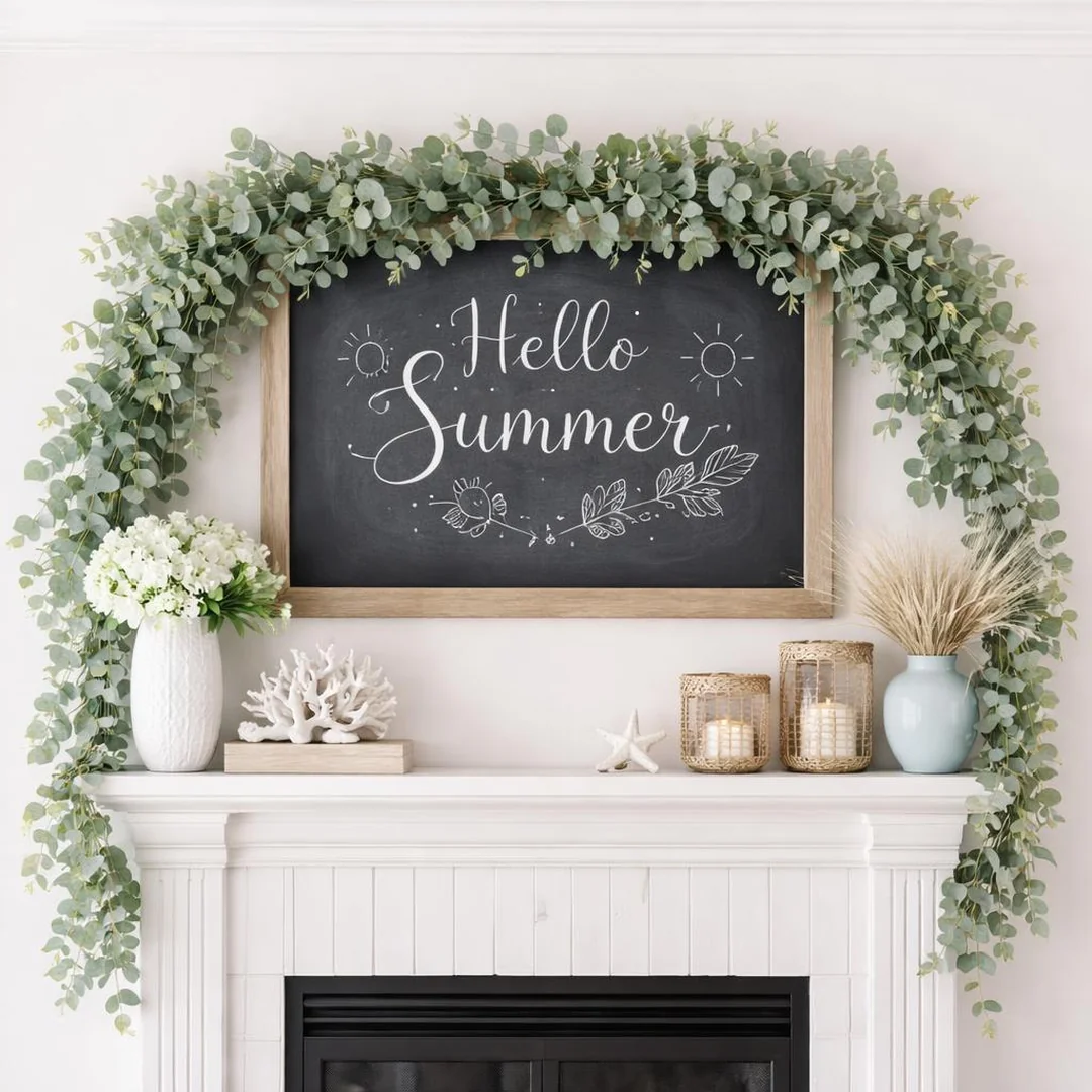 Garland Chalkboard Combo - summer mantel decor