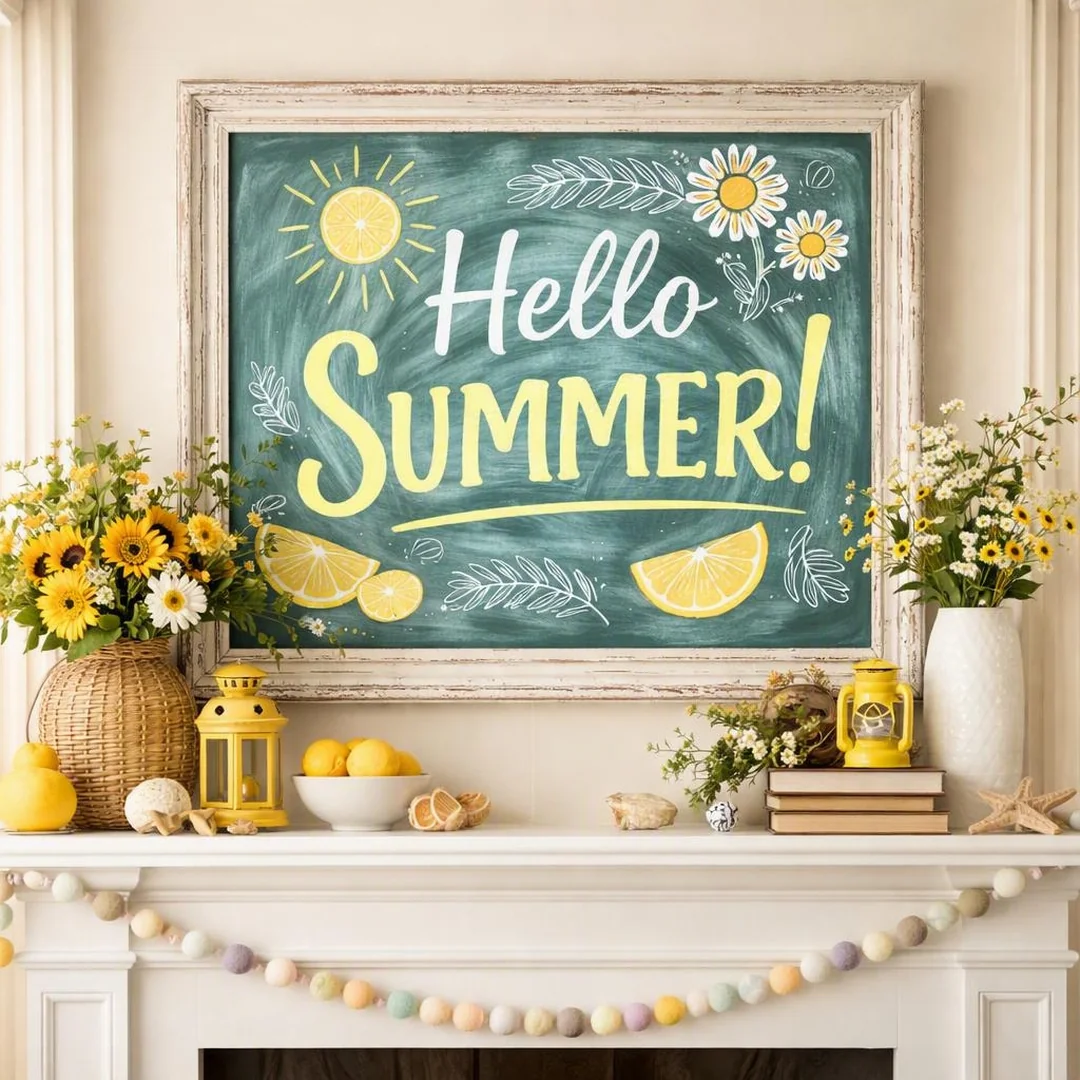 Large Phrase Chalkboard - summer mantel decor