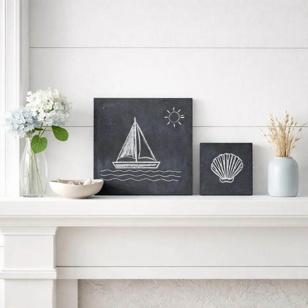 Minimal Chalkboard Tile - summer mantel decor