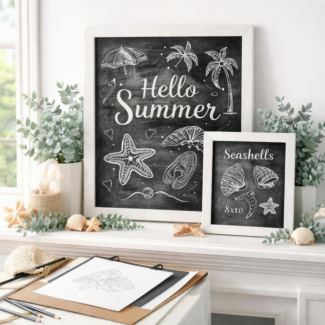 Printable Chalkboard Template - summer mantel decor